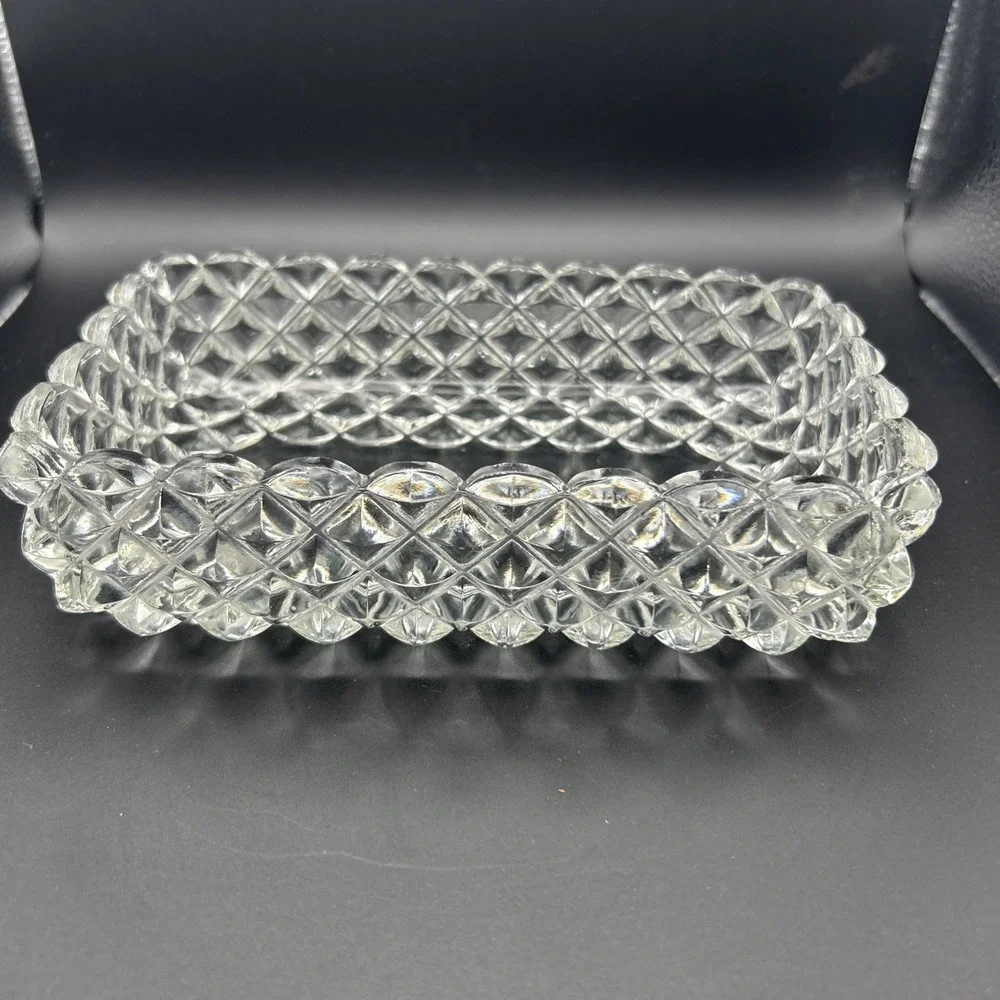 Vintage Fostoria American Clear Glass Rectangle Pickle Trinket Dish 6
